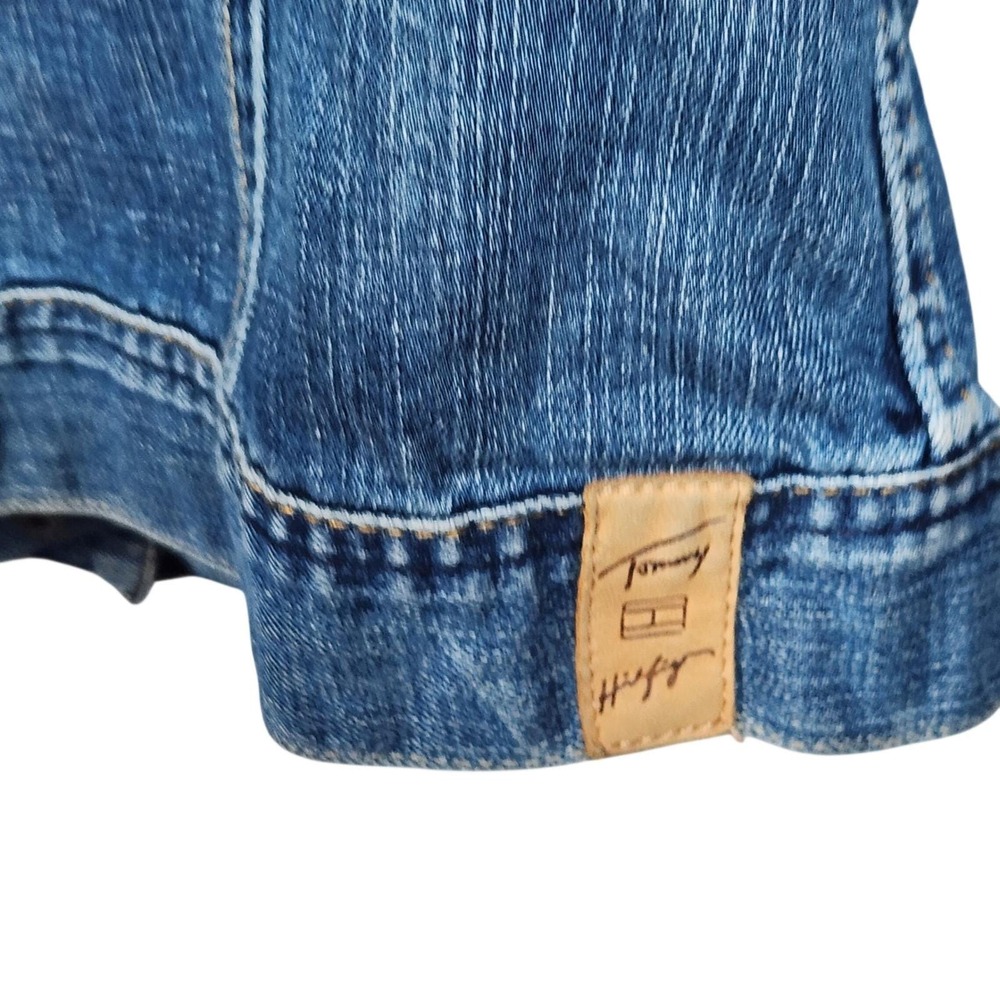 Vintage Tommy Hilfiger Jean Jacket M Women Y2K Embroidered Bird Heart Love Patch - Picture 5 of 16